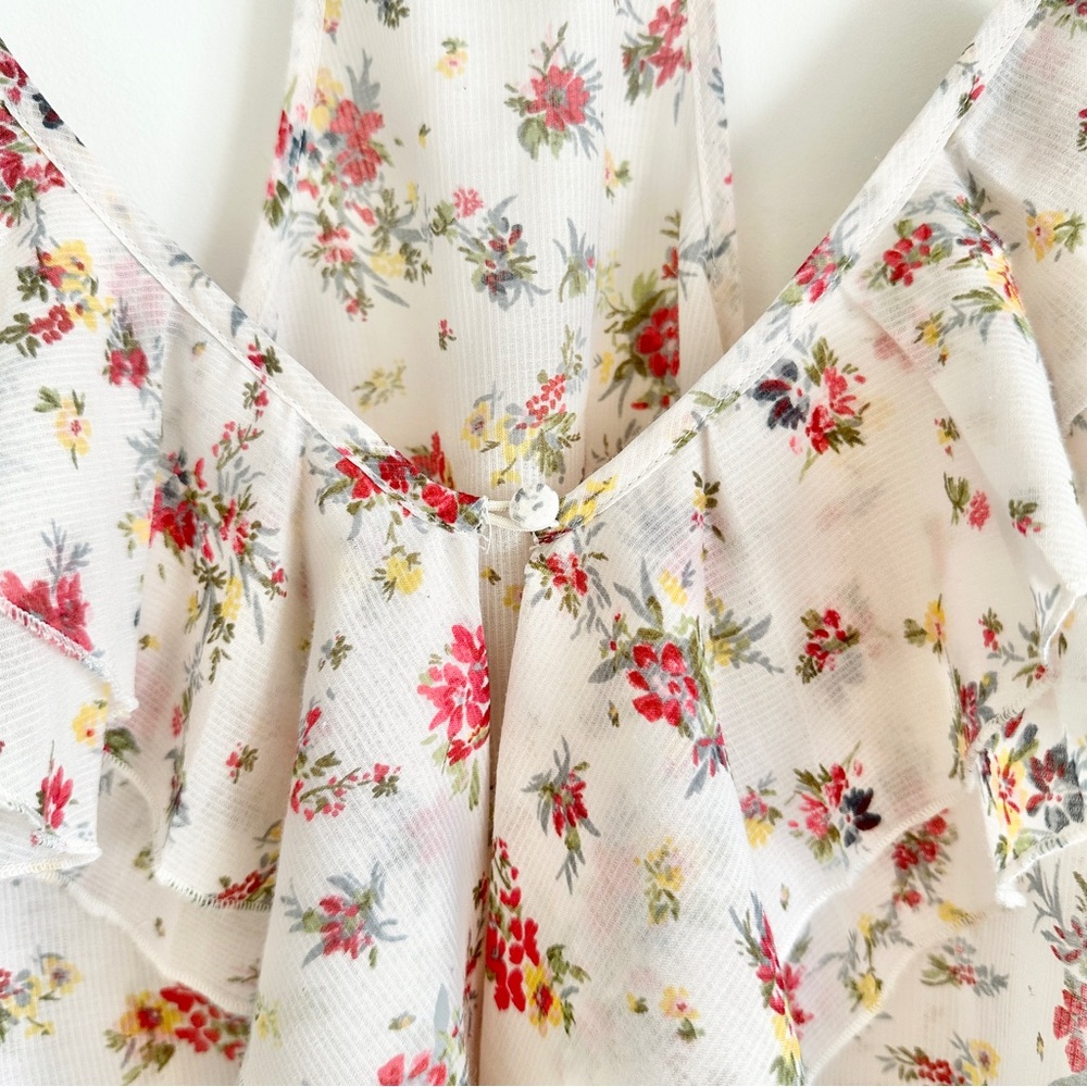 Guess • Floral Ruffle Tank with Ruched Hem - Picture 5 of 7